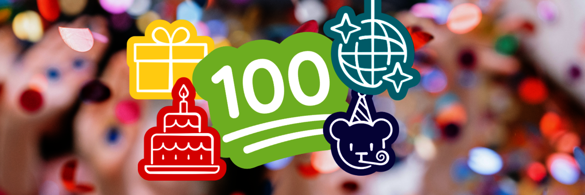 Konfetti und Dekoelemente zum 100jährigen Geburtstag