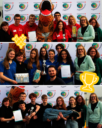 Collage aus Gruppenbildern der drei Sieger*innengruppen